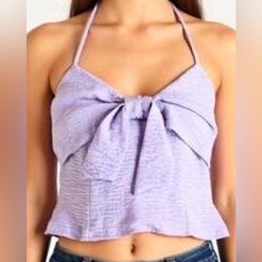Sienna Sky Lilac Tie-Front Halter Crop Top - Women. NWOTS!
